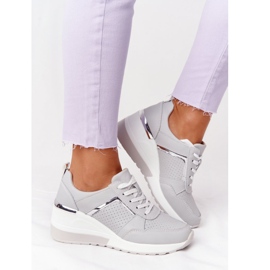 Sneakers mit Keilabsatz aus Leder S.Barski Grau 2