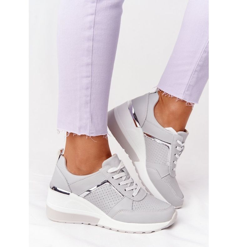 Sneakers mit Keilabsatz aus Leder S.Barski Grau 2