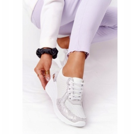 S.Barski Sneakers mit Keilabsatz aus Leder S. Barki Weiß-Silber 2