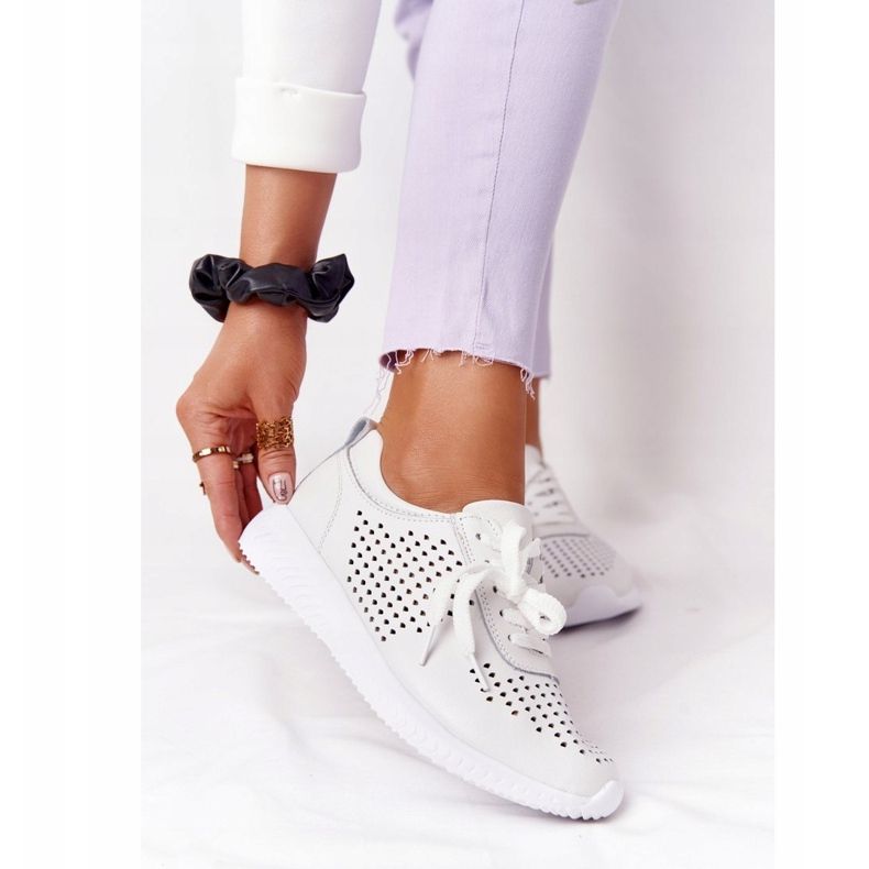 S.Barski Openwork Leder Sportschuhe S. Bararski Weiß 2