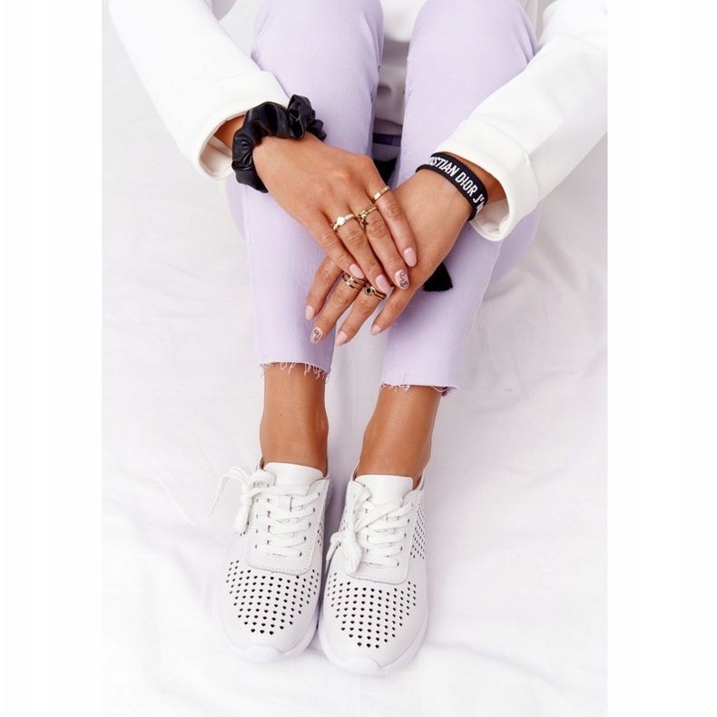 S.Barski Openwork Leder Sportschuhe S. Bararski Weiß 1