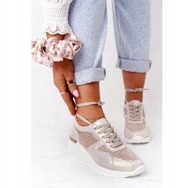 Sneakers aus Leder mit Keilabsatz und Mesh S.Barski Golden 2