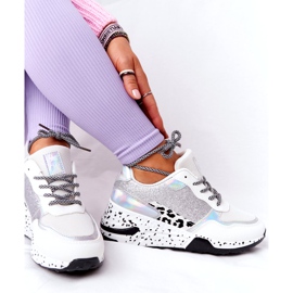 NEWS Damen Sneakers mit Keilabsatz Weiß mit Brokat Avery 21SP26-3974 schwarz silber- 4