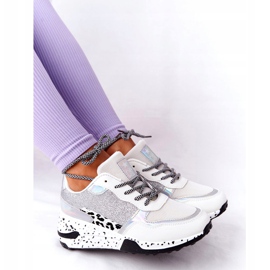 NEWS Damen Sneakers mit Keilabsatz Weiß mit Brokat Avery 21SP26-3974 schwarz silber- 3