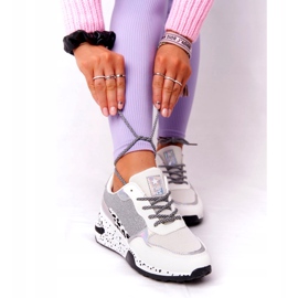 NEWS Damen Sneakers mit Keilabsatz Weiß mit Brokat Avery 21SP26-3974 schwarz silber- 2