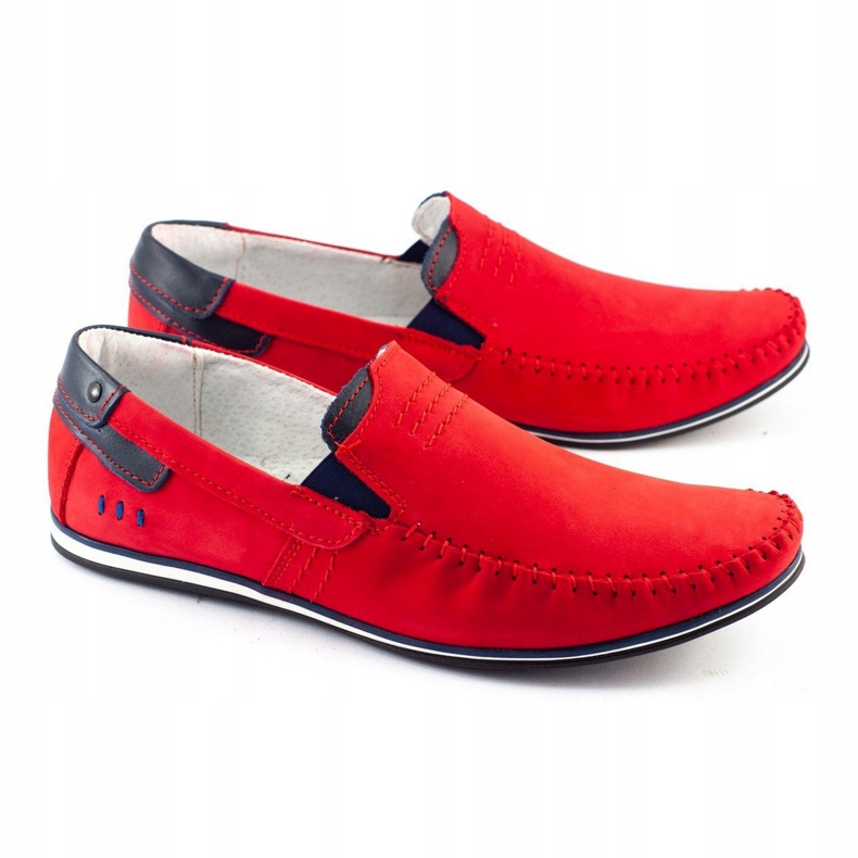 KOMODO Herren Leder Loafer 876 rot marineblau 1