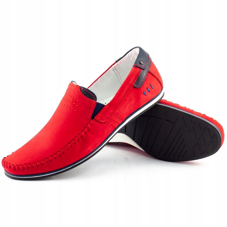 KOMODO Herren Leder Loafer 876 rot marineblau 2