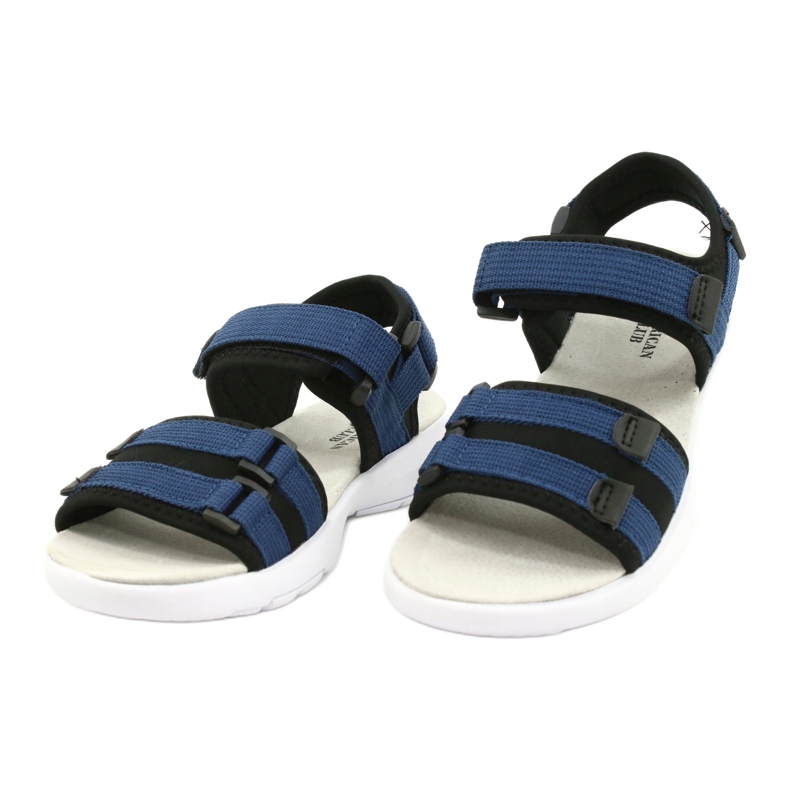 American Club Frauen Sports Sandalen Sport Leder Einsatz RL45/21 Schwarz und Marineblau 1
