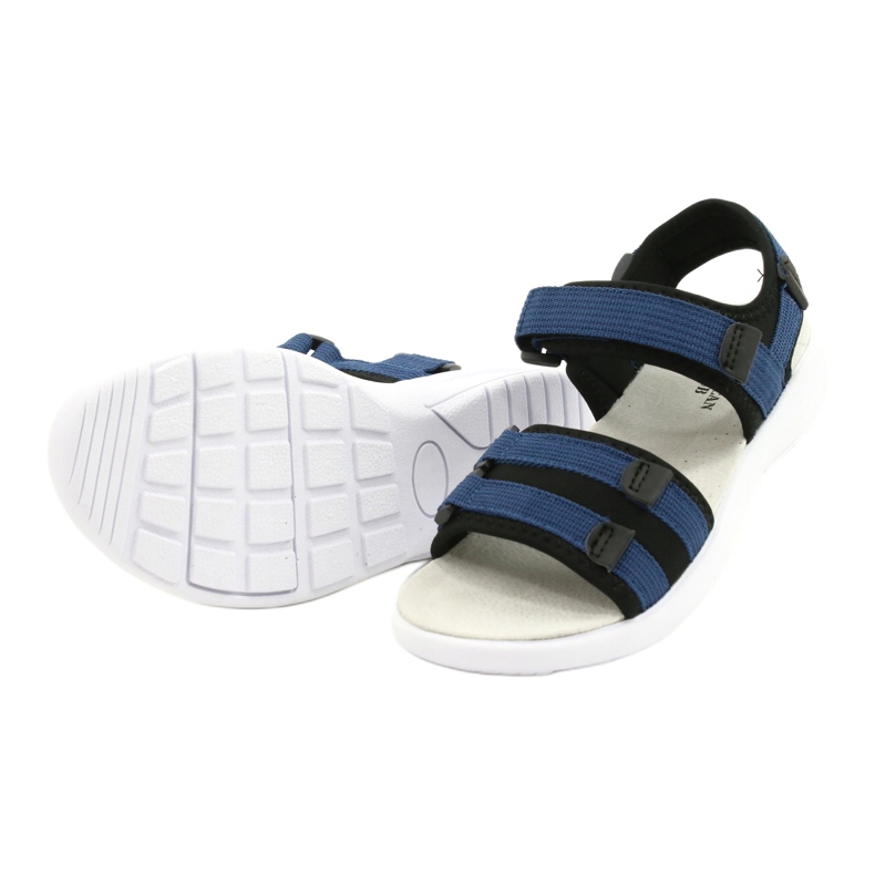 American Club Frauen Sports Sandalen Sport Leder Einsatz RL45/21 Schwarz und Marineblau 2