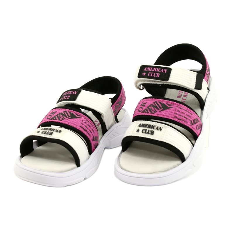 American Club Kinder-Sportsandalen mit Lederinnensohle RL29/21 Schwarz-Fuxia weiß 1