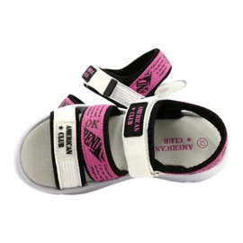 American Club Kinder-Sportsandalen mit Lederinnensohle RL29/21 Schwarz-Fuxia weiß 4