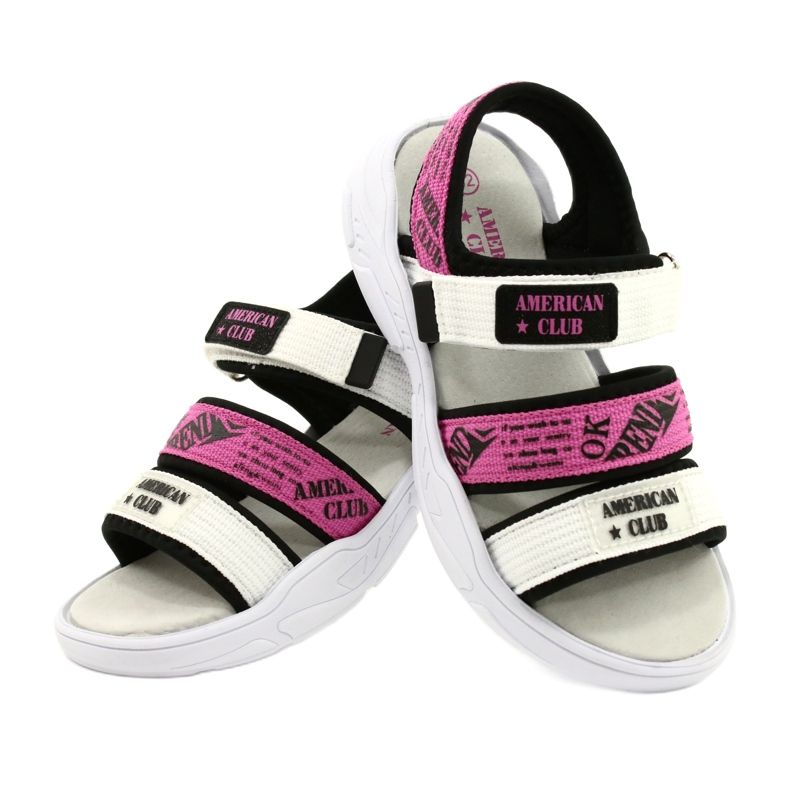 American Club Kinder-Sportsandalen mit Lederinnensohle RL29/21 Schwarz-Fuxia weiß 3