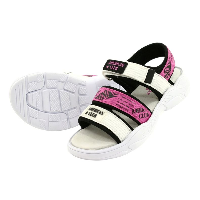 American Club Kinder-Sportsandalen mit Lederinnensohle RL29/21 Schwarz-Fuxia weiß 2