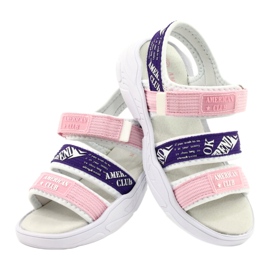 American Club Sportsandalen Lederinnensohle RL29/21 Rosa und Lila 3