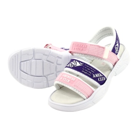 American Club Sportsandalen Lederinnensohle RL29/21 Rosa und Lila 2