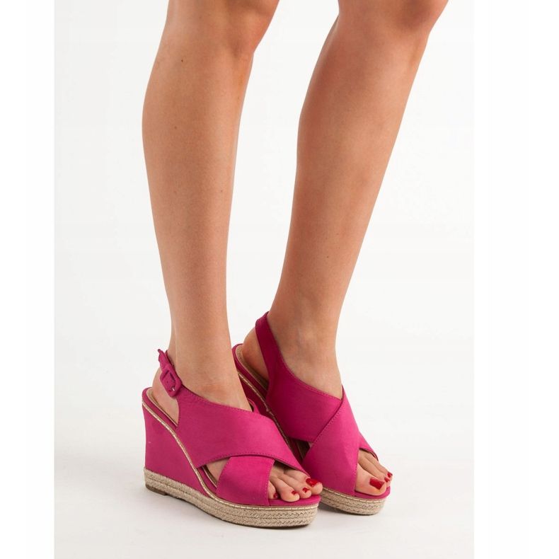 Anesia Paris Keilsandalen aus Wildleder rosa 2