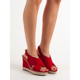 Anesia Paris Keilsandalen aus Wildleder rot 2