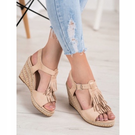 Small Swan Wildlederkeile mit Fransen braun 1