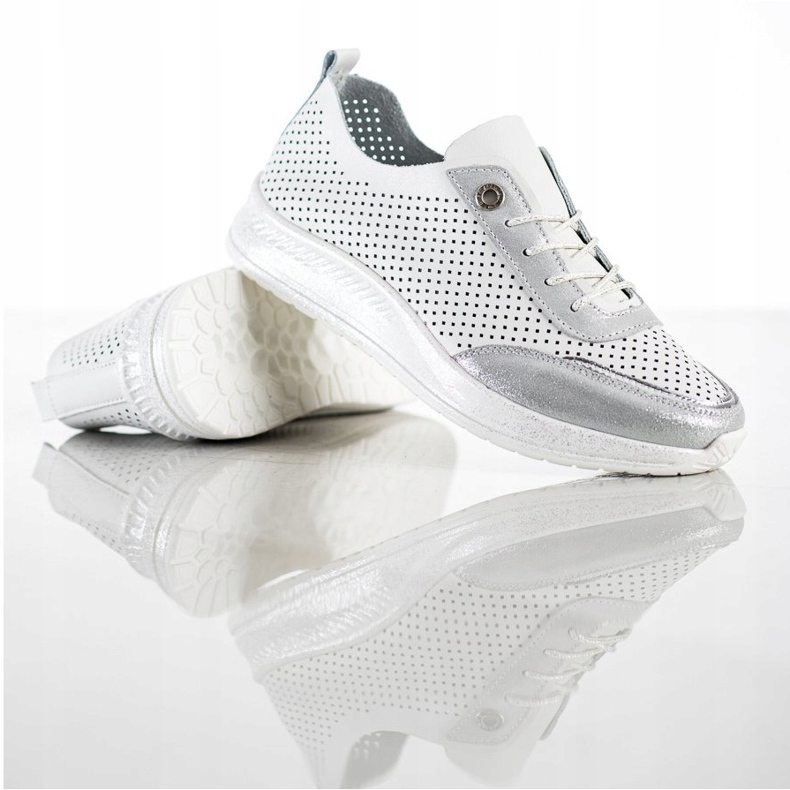 Goodin Sneakers aus weißem und silbernem Leder 1