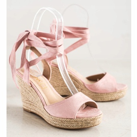 Sabatina Gebundene Sandalen auf Keil rosa 1