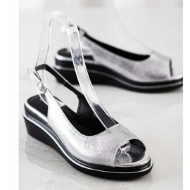 Goodin Glänzende silberne Sandalen 1