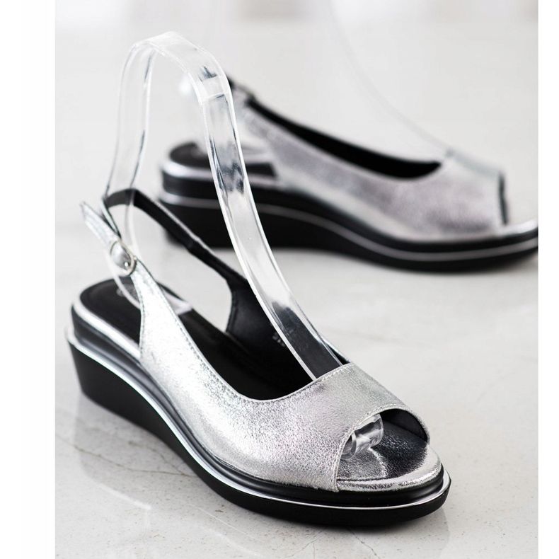 Goodin Glänzende silberne Sandalen 1