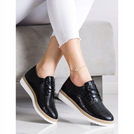 SHELOVET Schwarze Schuhe mit Schlangenmuster 2