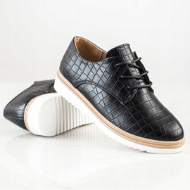 SHELOVET Schwarze Schuhe mit Schlangenmuster 1