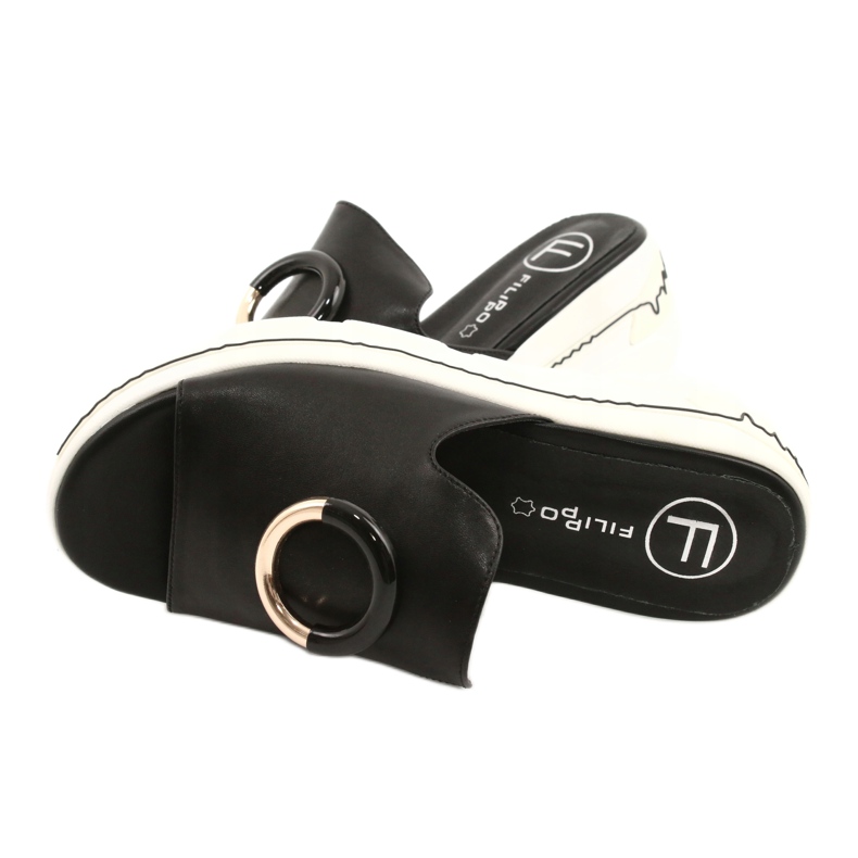 Filippo Bequeme Hausschuhe auf der Plattform FILI PPO DK2318 / 21 BK schwarz golden 3