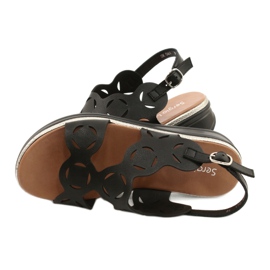 Sergio Leone Frauen um Öko-Skick-Sandalen schwarz SK041 4