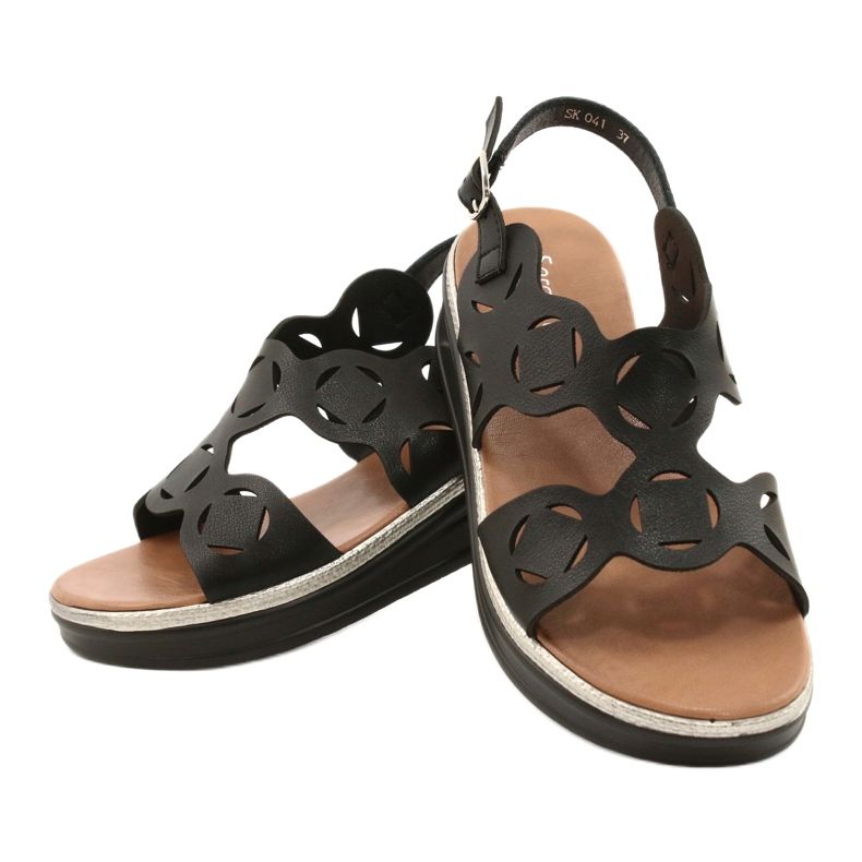 Sergio Leone Frauen um Öko-Skick-Sandalen schwarz SK041 5