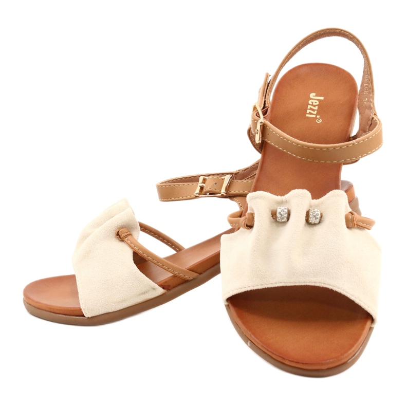 Damen Sandalen mit Zirkonia JEZZI 21SD35-3520 beige braun 4