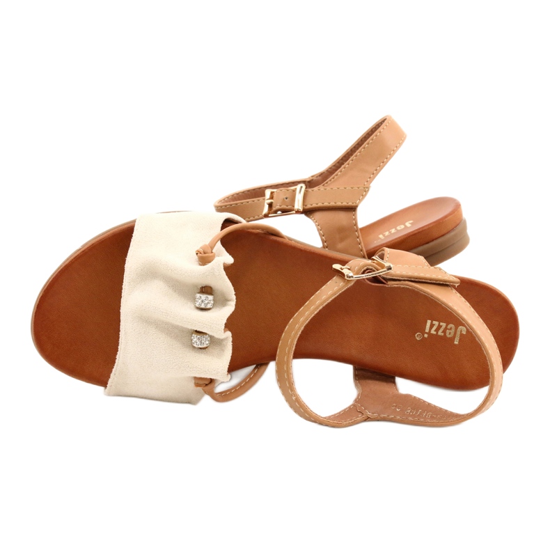 Damen Sandalen mit Zirkonia JEZZI 21SD35-3520 beige braun 3