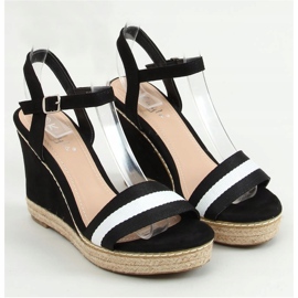 Schwarze Sandalen auf schwarzem Keil LL6320 Schwarz 1