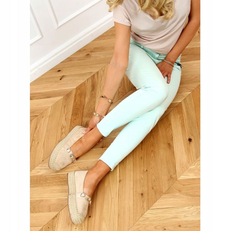 Espadrilles mit Steinen beige 100-131-SC-1 Beige 2