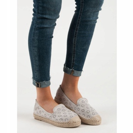 SHELOVET Durchbrochene Espadrilles aus Wildleder grau 1