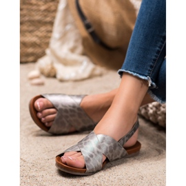 Kylie Gepunktete Sandalen grau 1