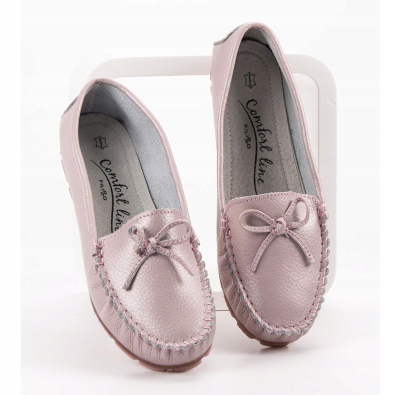 Filippo Leder-Loafer mit Schleife rosa 1
