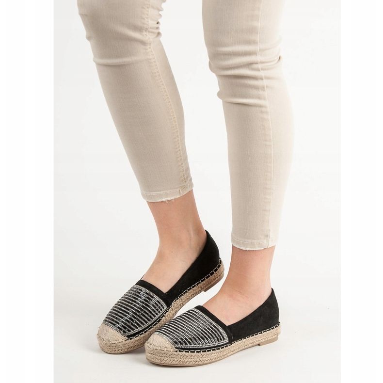 Vices Espadrilles mit Cubic Zirkonia Schraubstöcken schwarz 1