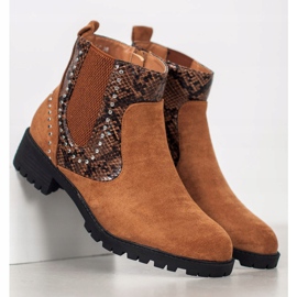 Small Swan Chelsea-Stiefel mit Schlangenmuster braun 1