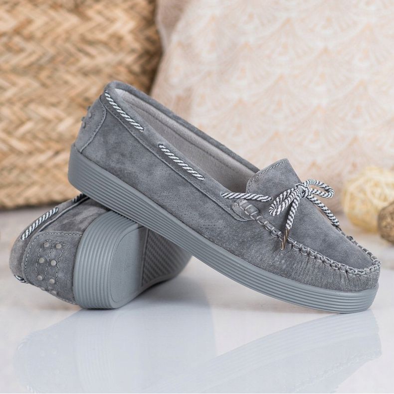 Filippo Klassische Leder-Loafer grau 1