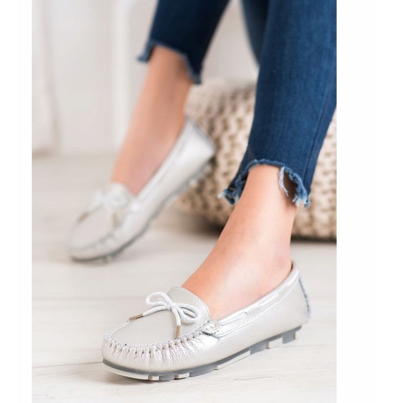 Filippo Leichte Leder-Loafer grau 1