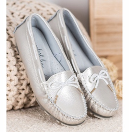 Filippo Leichte Leder-Loafer grau 2