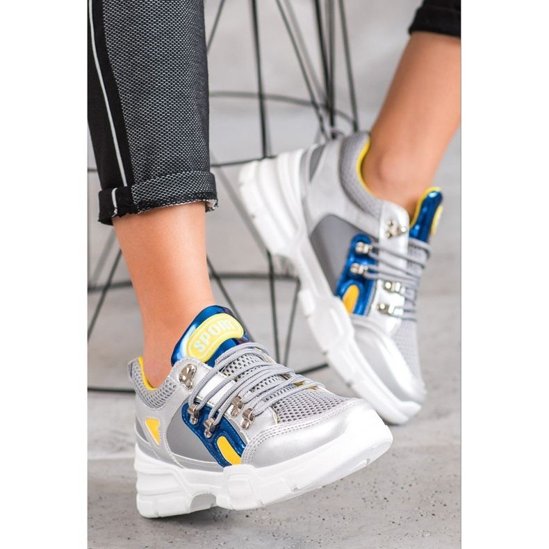 Bella Paris Fashion Sneakers mit Mesh grau mehrfarbig 2