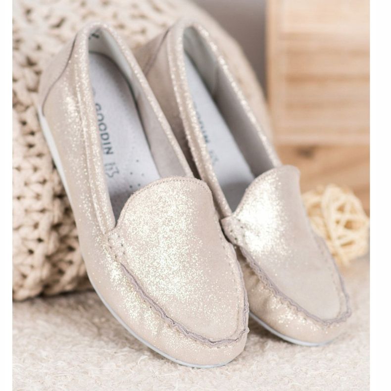 Goodin Goldene Loafer mit Glitzer 1