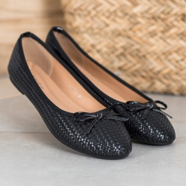 SHELOVET Geflochtene schwarze Ballerinas 1
