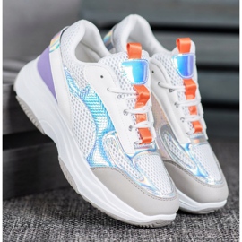 Bona Weiße Turnschuhe mit Mesh lila grau mehrfarbig 1
