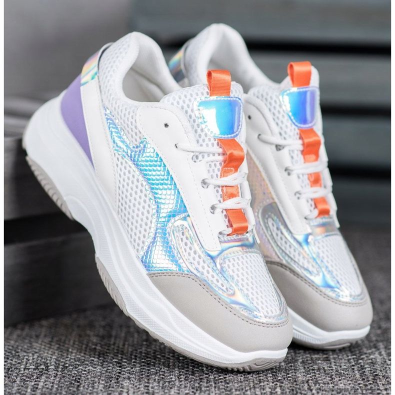 Bona Weiße Turnschuhe mit Mesh lila grau mehrfarbig 1