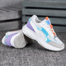 Bona Weiße Turnschuhe mit Mesh lila grau mehrfarbig 2