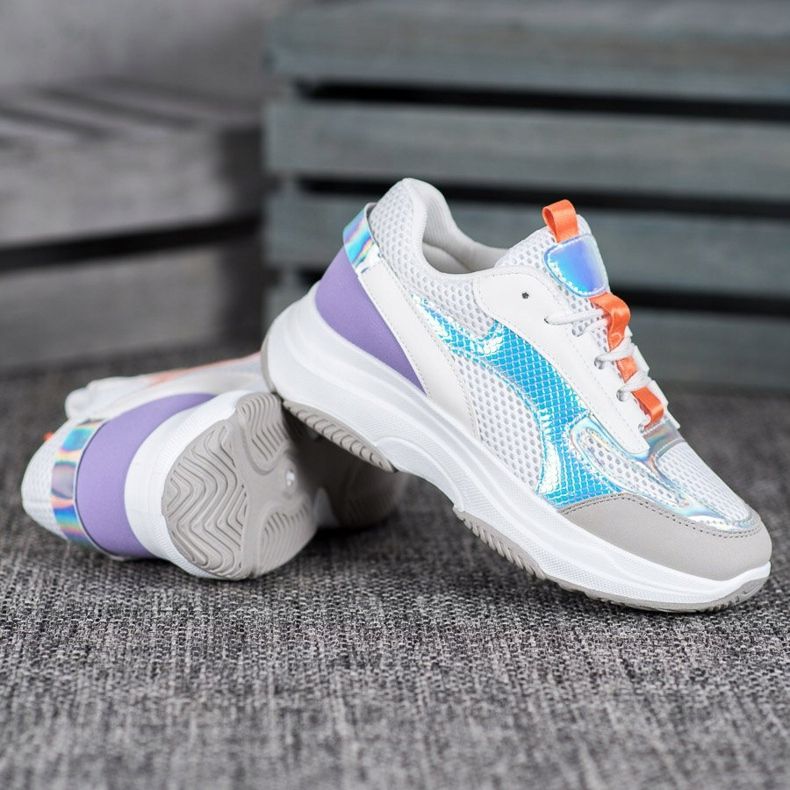 Bona Weiße Turnschuhe mit Mesh lila grau mehrfarbig 2